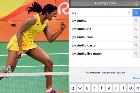 PV Sindhu number one in Google search